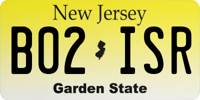 NJ license plate B02ISR