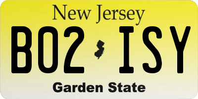 NJ license plate B02ISY