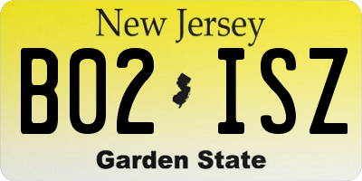 NJ license plate B02ISZ