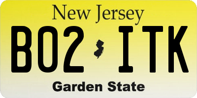 NJ license plate B02ITK
