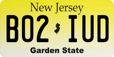 NJ license plate B02IUD