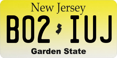 NJ license plate B02IUJ