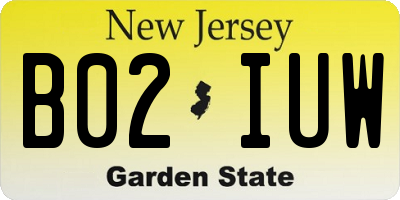 NJ license plate B02IUW