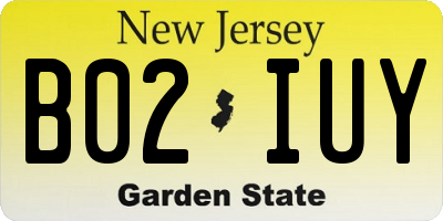 NJ license plate B02IUY