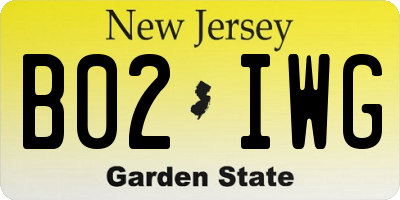 NJ license plate B02IWG