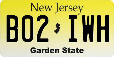 NJ license plate B02IWH