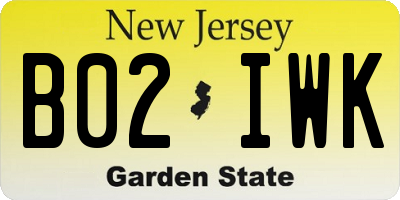 NJ license plate B02IWK