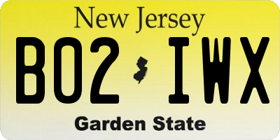 NJ license plate B02IWX
