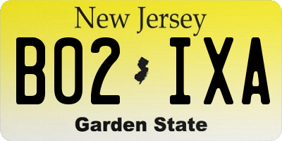 NJ license plate B02IXA