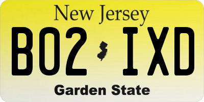 NJ license plate B02IXD