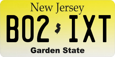 NJ license plate B02IXT
