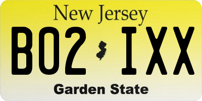 NJ license plate B02IXX