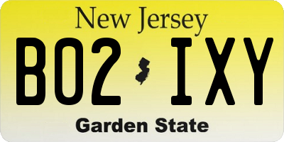 NJ license plate B02IXY