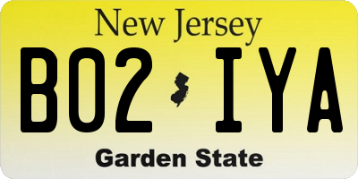 NJ license plate B02IYA