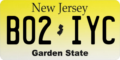 NJ license plate B02IYC