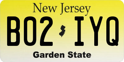 NJ license plate B02IYQ