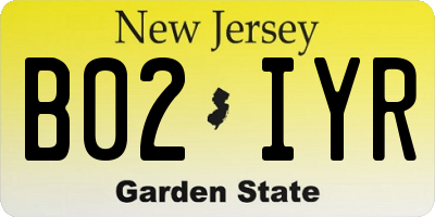 NJ license plate B02IYR