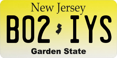 NJ license plate B02IYS