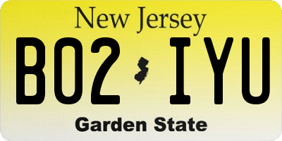 NJ license plate B02IYU