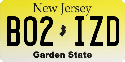 NJ license plate B02IZD