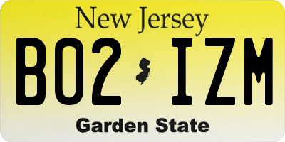 NJ license plate B02IZM