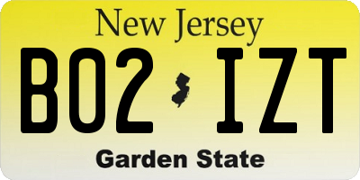 NJ license plate B02IZT