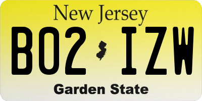 NJ license plate B02IZW