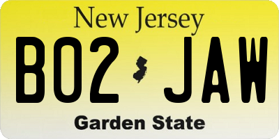 NJ license plate B02JAW