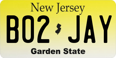 NJ license plate B02JAY