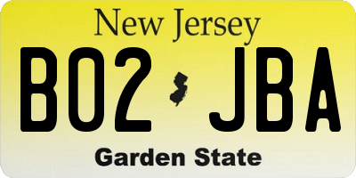 NJ license plate B02JBA