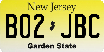 NJ license plate B02JBC