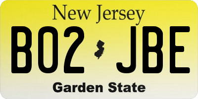 NJ license plate B02JBE
