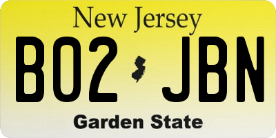 NJ license plate B02JBN