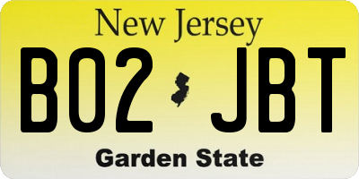 NJ license plate B02JBT