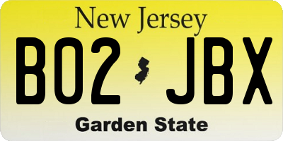 NJ license plate B02JBX