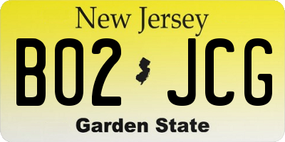 NJ license plate B02JCG