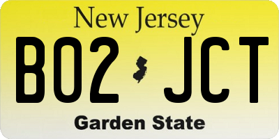 NJ license plate B02JCT