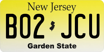 NJ license plate B02JCU