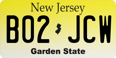 NJ license plate B02JCW