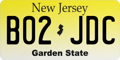 NJ license plate B02JDC