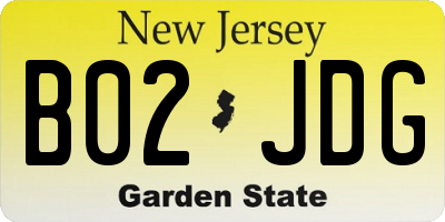 NJ license plate B02JDG