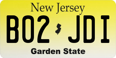 NJ license plate B02JDI