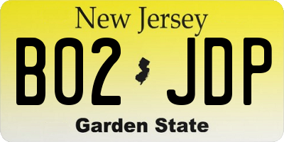 NJ license plate B02JDP