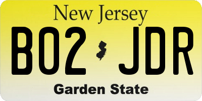 NJ license plate B02JDR