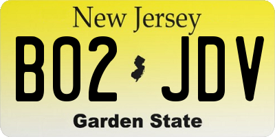 NJ license plate B02JDV