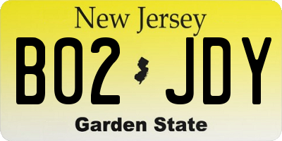 NJ license plate B02JDY
