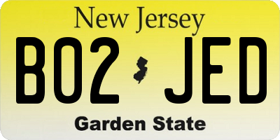 NJ license plate B02JED