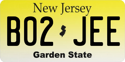 NJ license plate B02JEE