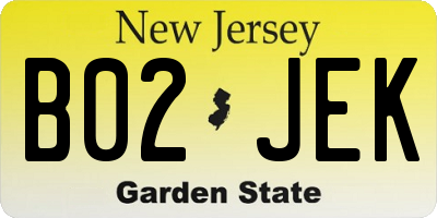 NJ license plate B02JEK