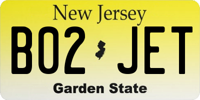 NJ license plate B02JET